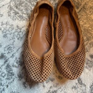 Tory Burch Perforated Brown Ballet Flats sz 8